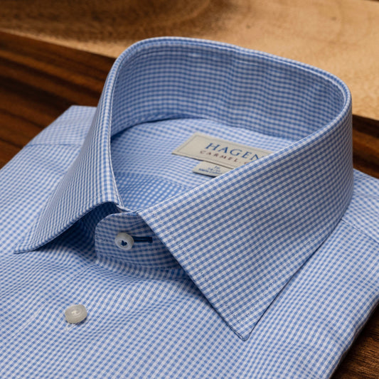 Hagen Dress Shirt in a Blue Small Check