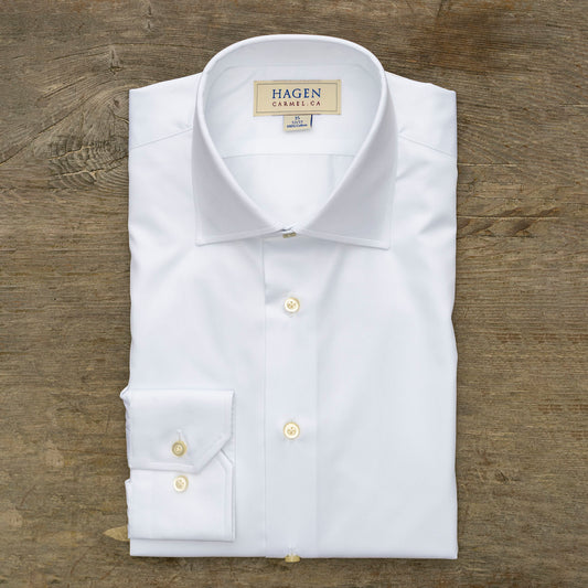 Hagen Dress Shirt in a White Fine Twill