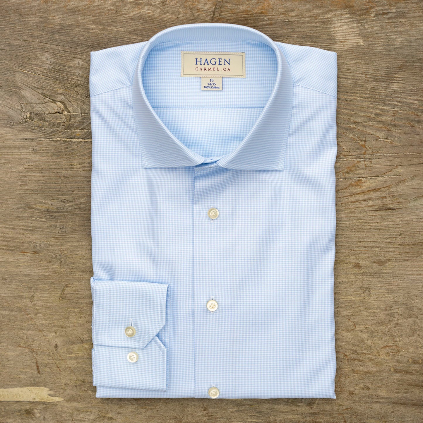 Hagen Dress Shirt in a Blue Houndstooth MK CLOTHING Hagen Dress Shirt in a Blue Houndstooth MK CLOTHING