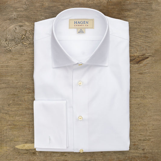 Hagen Formal Hybrid Shirt in a White Dobby