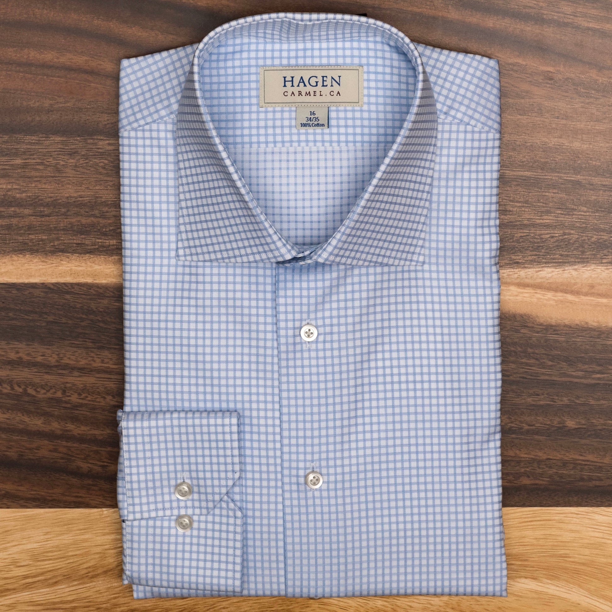 Hagen Dress Shirt in a Blue Graph Check MK CLOTHING Hagen Dress Shirt in a Blue Graph Check MK CLOTHING