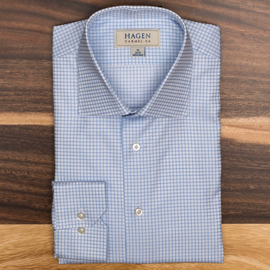 Hagen Dress Shirt in a Blue Graph Check