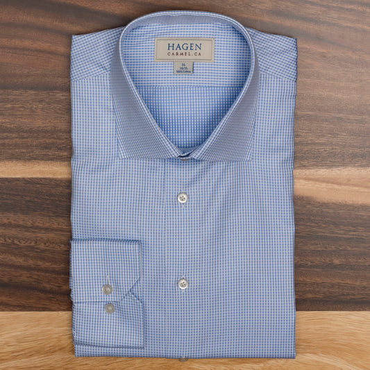 Hagen Dress Shirt in a Blue Small Check