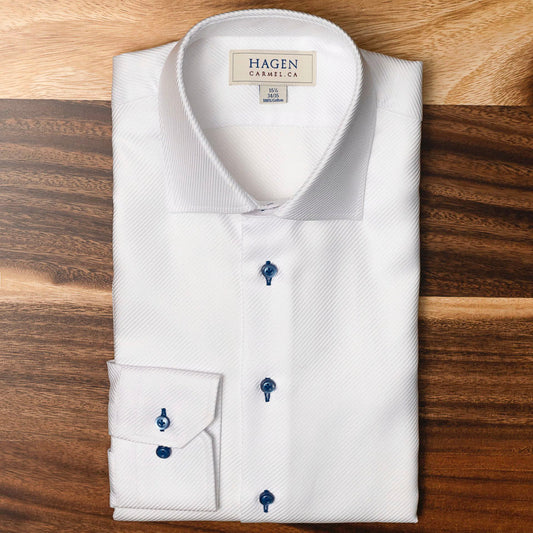 Hagen Dress Shirt in a White Steep Twill