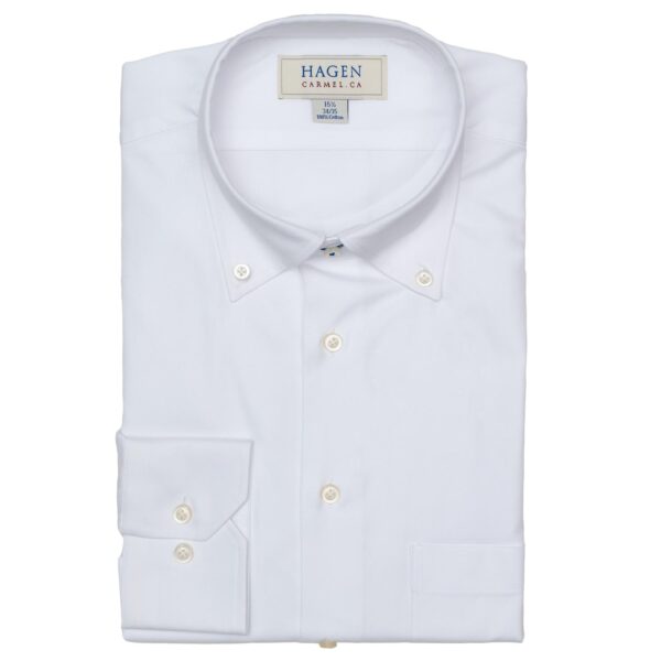 Hagen Dress Shirt in a White Pinpoint