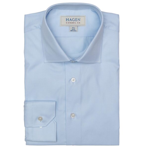 Hagen Dress Shirt in a Lt Blue Mini Houndstooth